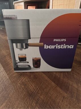Philips Baristina Espresso Maker in Silver and Wood-Tone